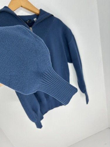 Tahari Sweater Size Large Blue Long Sleeve 1/4 Zip Pullover Knit Viscose Soft - Picture 4 of 10