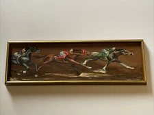 Mid Century Painting Horse Race Racing Modernism Expressionism Listed Artist Oil