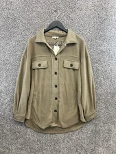 La Miel Shacket Lt Brown Button Up Fleece Shirt Jacket Collared Women's Size L
