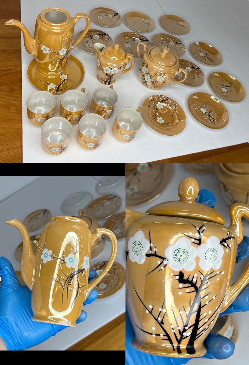 桜色ティーポット Vintage Japan Lusterware Tea Set Cherry Blossom Sakura Peach