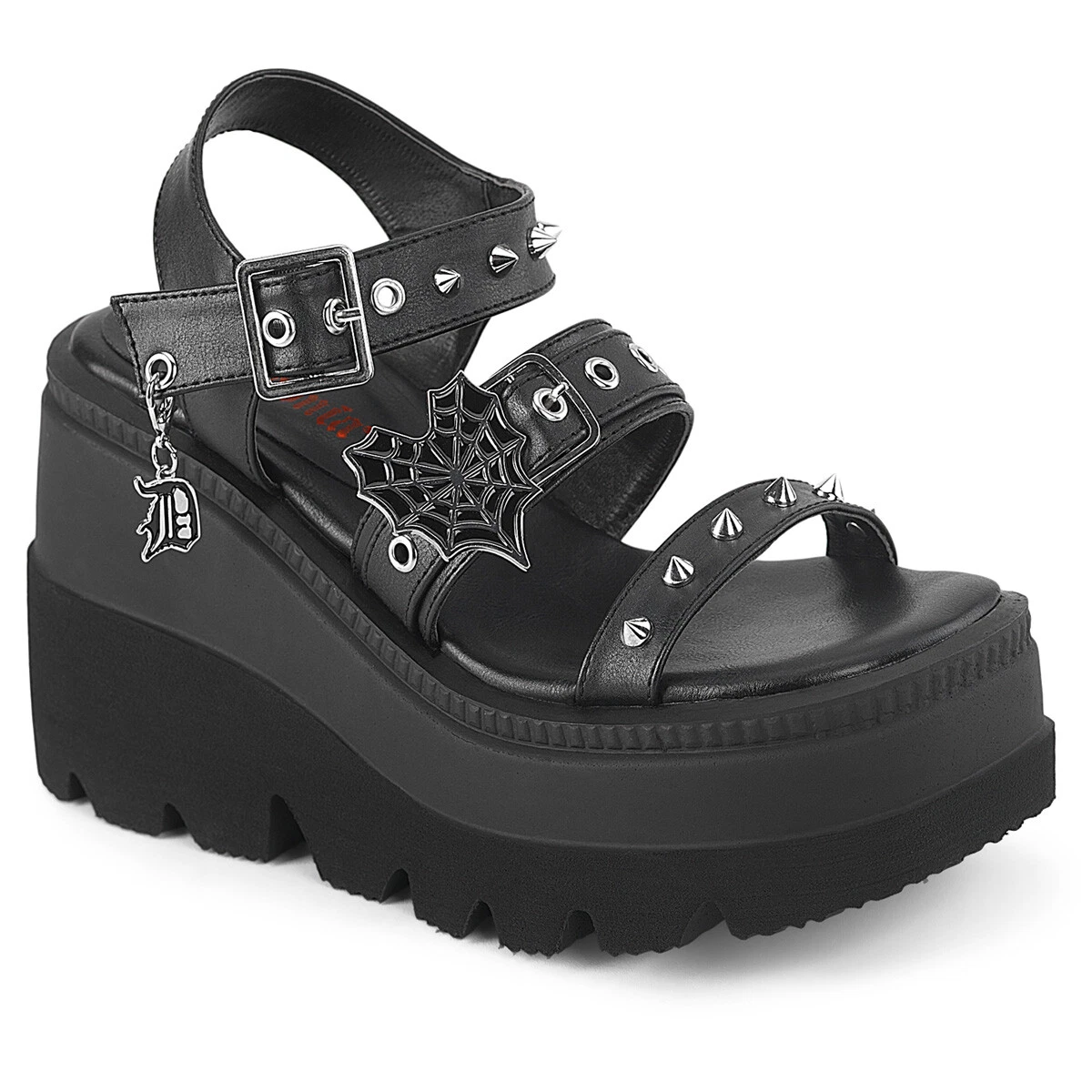 Black chunky top wedge sandals