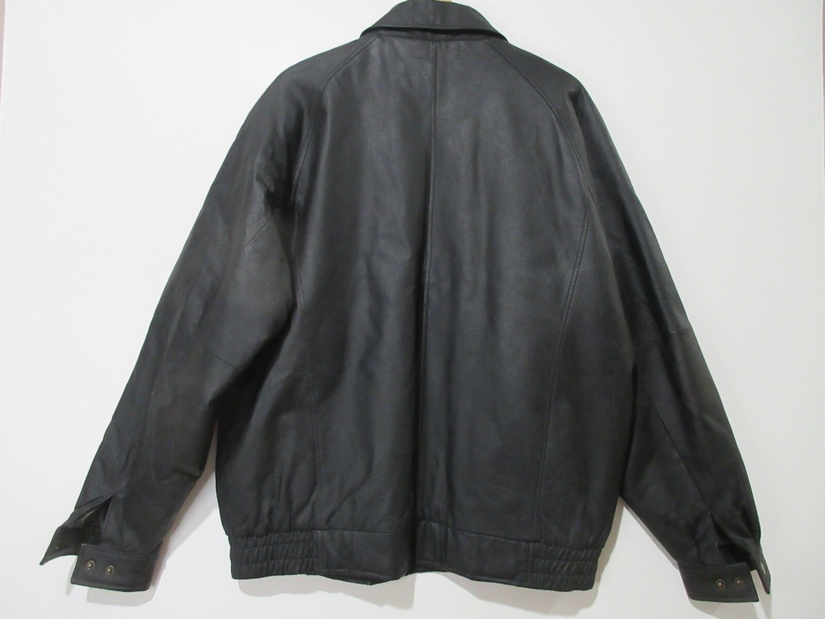 ジャケット・アウター 90s vintage short Black bomber jacket 1990s Black Leather Bomber Jacket Free Shipping - The