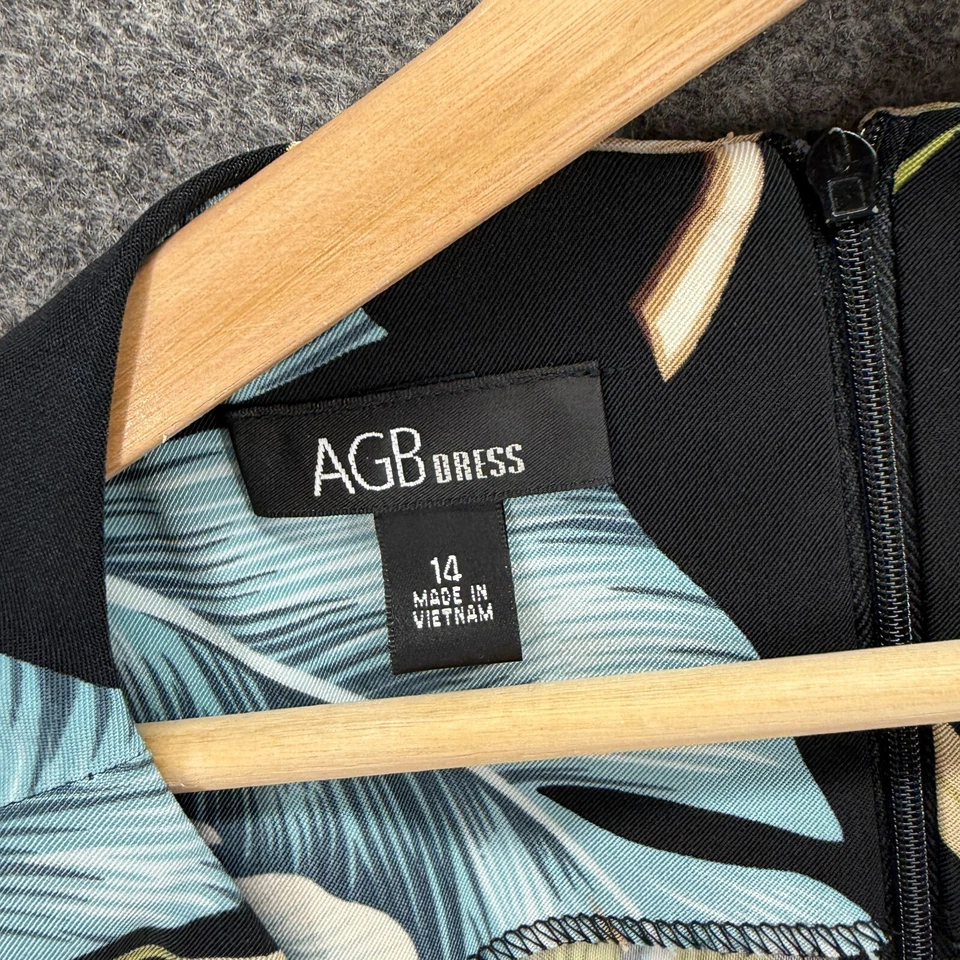 Vestido AGB Mujer 14 Negro Floral Cambio Midi Cremallera Sin Mangas Informal Elastizado Foto 3 de 4