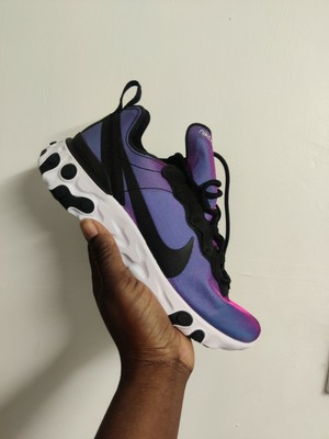 nike react element 55 trainers black black laser fuchsia white