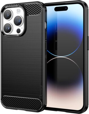 Hülle für Apple iPhone 15/ Pro / Max / Plus Silikon Schutz Case Carbon Optik