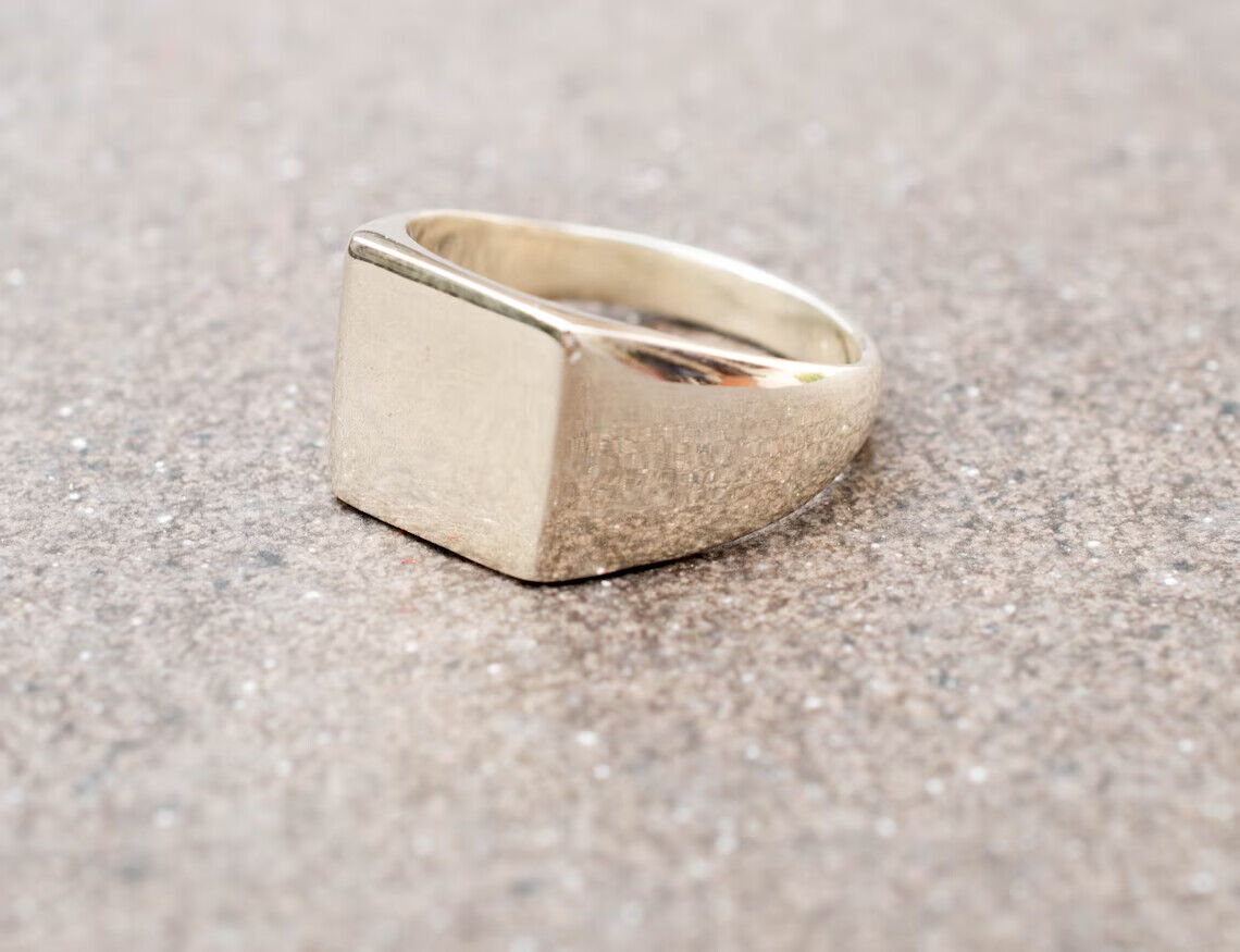 925 Sterling Silver Square Dome Wide Band Ring Women 925 Sterling Silver Square Dome Wide Band Ring Women