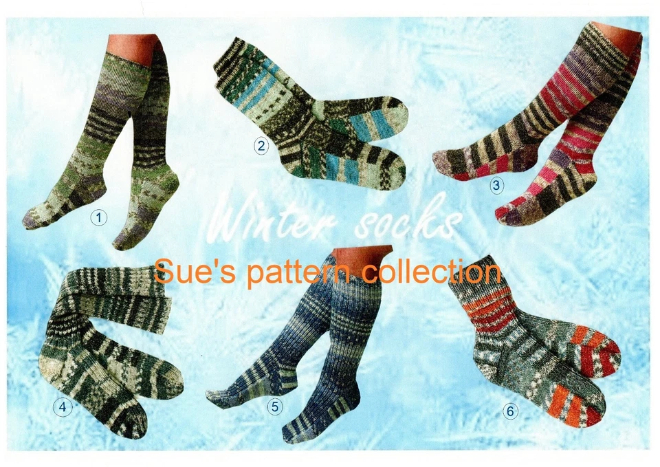 Easy socks 2 needle knitting pattern DK. for children, adult short, long & 3/4.