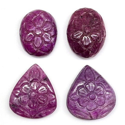 4 Pcs Natural Ruby Unheated Rare Moghul Carved Exclusive Gemstones Lot 64.80 Cts - Picture 14 of 20