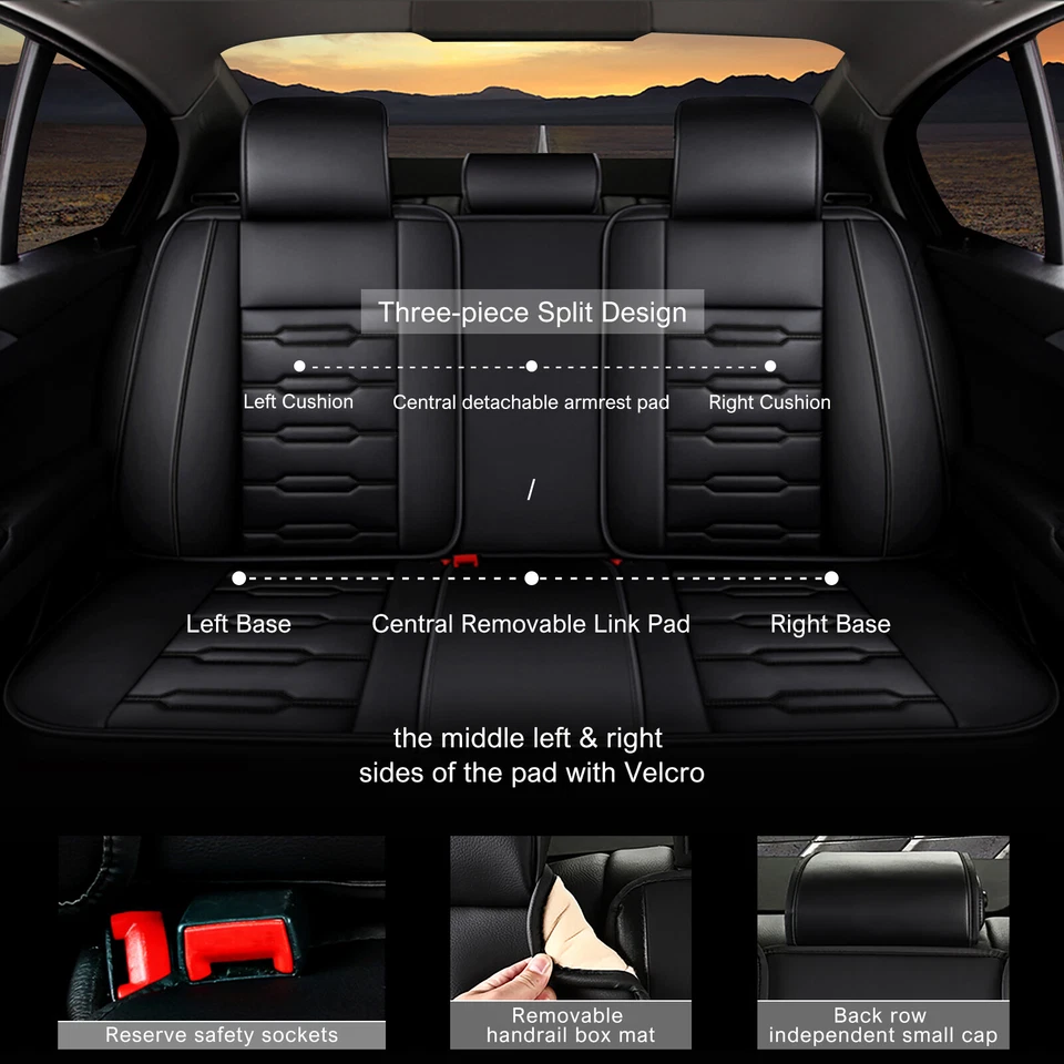 Luxury Front Rear Car Seat Cover Faux Leather Protector For Volvo S60 2001-2019 Foto 4 de 4