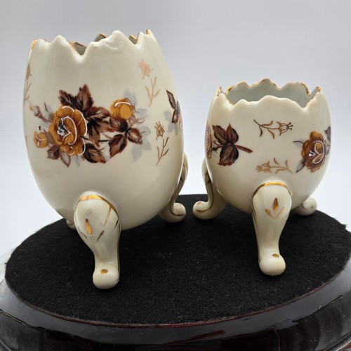 2 Vintage Napcoware Cracked Egg Vase Planters Porcelain w Gold Trim Hand Painted - Picture 5 of 9