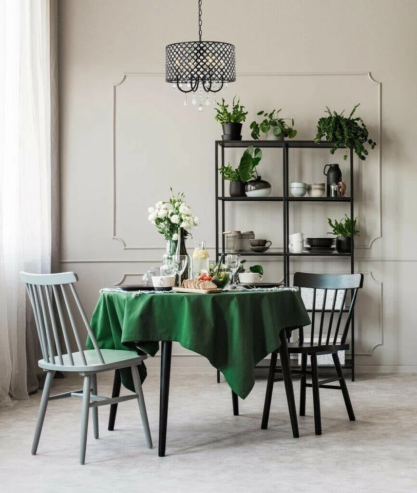 Kitchen Bathroom or Dining Room Crystal Pendant Ceiling Light Fixture Black 17" - Image 4 of 4