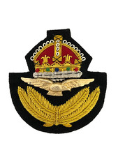 British Royal Air Force R.A.F. Officers cap badge WWII style wire embroidered