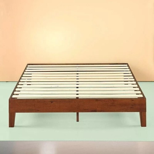 Queen Size Bed Frame Solid Wood Platform Modern Farmhouse Mid Century Mission - Picture 14 of 22