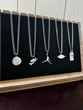 Nike & Jordan Necklaces - Silver Plated Stainless Steel - 5mm Cuban - 22" Chain