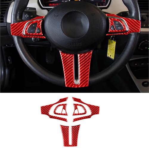 5×Red Carbon Fiber Inner Steering Wheel Button Trim Kit For BMW Z4 E85 2003-2008 - Picture 11 of 11