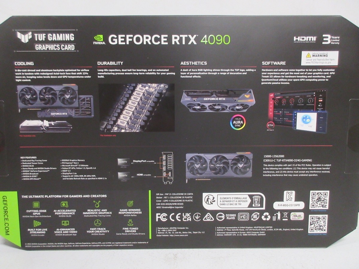 ASUS TUF RTX4090 美品 Amazon.com: Asus TUF Gaming NVIDIA GeForce RTX 4090 OC