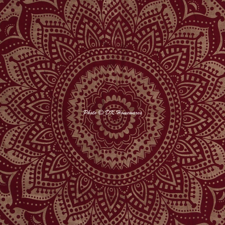 Juego de edredón funda nórdica étnica india floral mandala rojo tamaño doble Foto 3 de 4