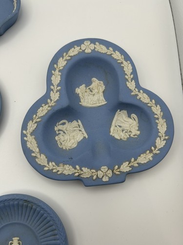 6 Piece Wedgwood Jasperware Pale Blue Collection Incl. Candlestick Candle Holder - Picture 7 of 21