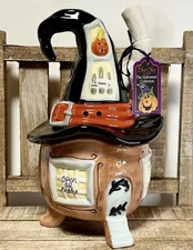 Blue Sky Clayworks "Witches Brew" Cauldron Halloween Tea Light Candle House NWT