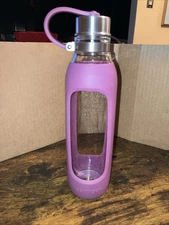 Contigo Glass Water Bottle Silicone Grip Metal Cap BPA Free 20oz