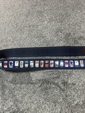 Vtg Beer Cans Belt Blue The Belted Cow Co Made in USA Maine Leather Size 34