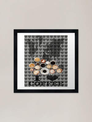 Me & World Love Coffee Framed Art P Framed Wall Art Poster Canvas Print Picture
