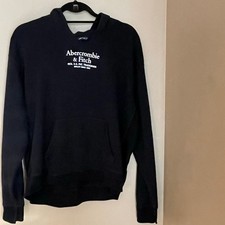 Abercrombie  Fitch Black Logo Pullover Hoodie Sweatshirt Size Large
