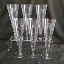 Set of 6 Antique etched crystal 8” Pilsner beer glasses, circa 1936