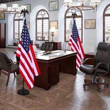 Deluxe 8 FT Indoor American Flag and Pole Set - Metal Eagle Topper,