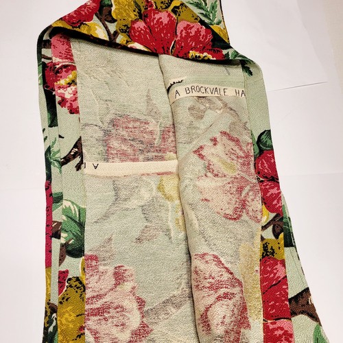 Vintage Barkcloth Valance enorme 12 piedi lungo ibisco hawaiano Brockvale stampa a mano - Foto 8 di 9
