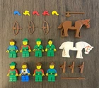 LEGO lot- vintage forestmen, robinhood minifigures and horses, accessories