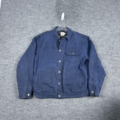 Flint And Tinder Waxed Trucker Jacket Mens Large Blue Flannel Lined USA Canvas