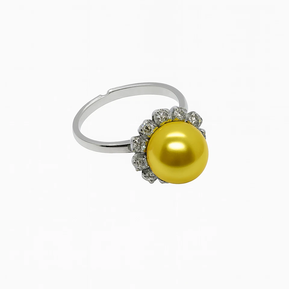 Juego de 4 anillos ajustables de acero inoxidable para mujer - perlas de imitación de circonita Foto 3 de 4