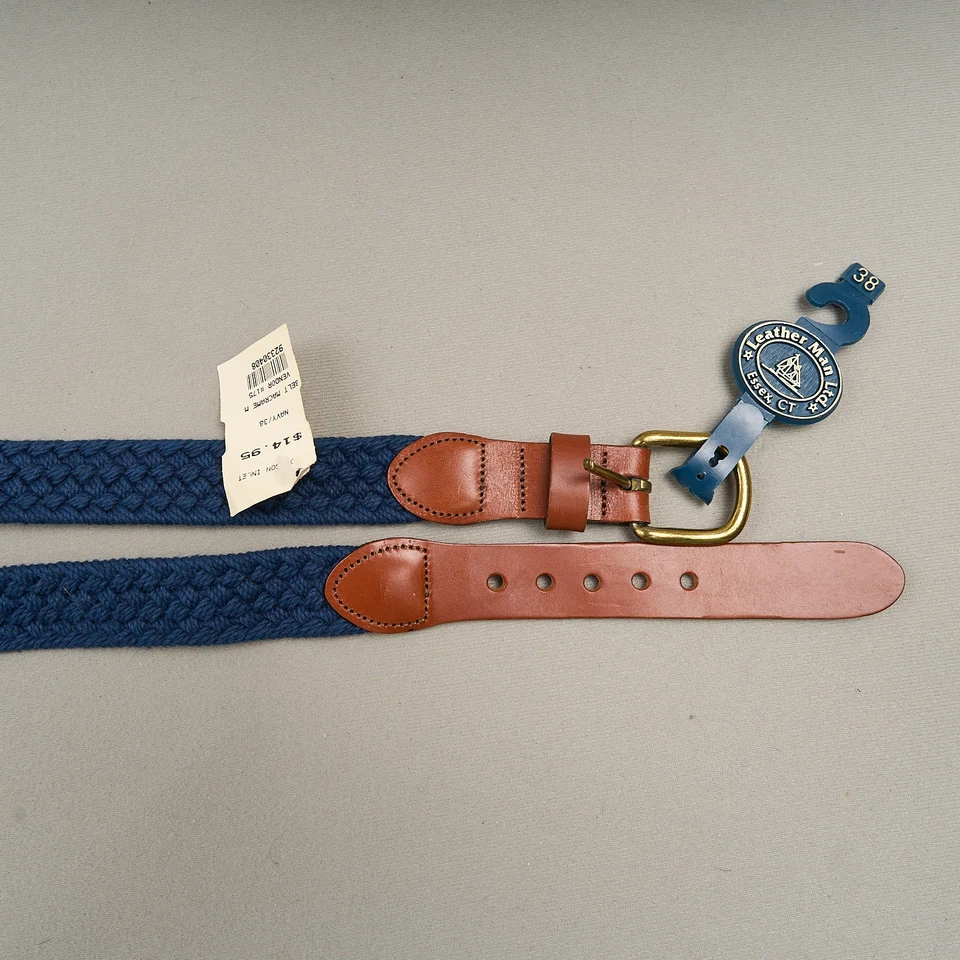 Cinturón tejido Leather Man Ltd para hombre trenzado azul algodón nuevo con etiquetas Foto 2 de 4