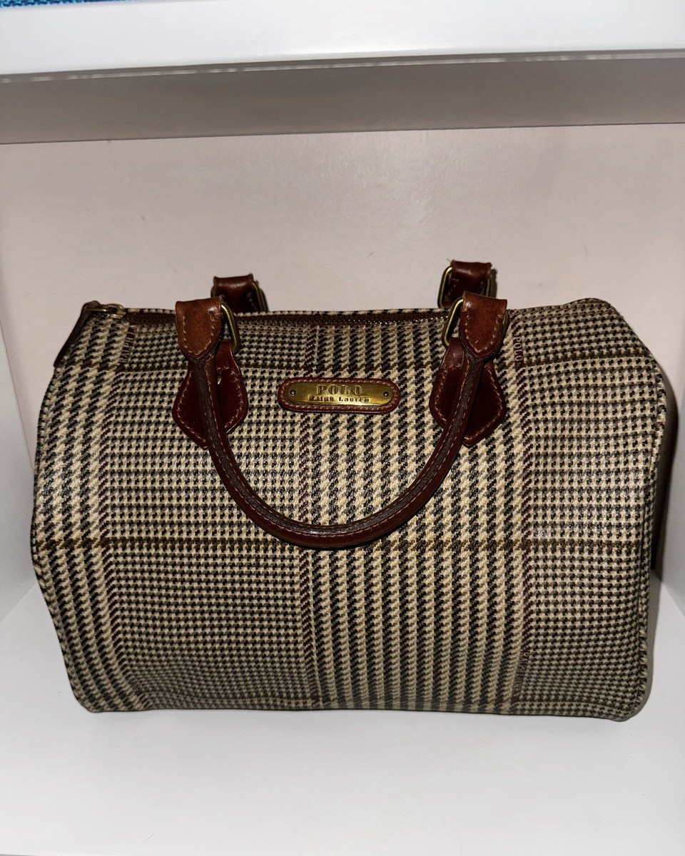 バッグ Polo Ralph Lauren mini Boston bag y2k VINTAGE Y2K Polo Ralph Lauren Plaid Mini Boston Staggered Brown
