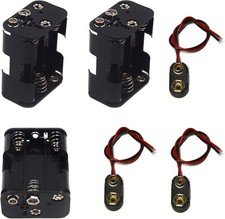 3 Pcs 6 x 1.5V 9V AA Battery Holder Leads with 3 Pcs 9V I Type Snap Connector