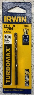 Irwin 73311 Turbomax 11/64'' x 3-1/4'' L High Speed Steel Drill Bit