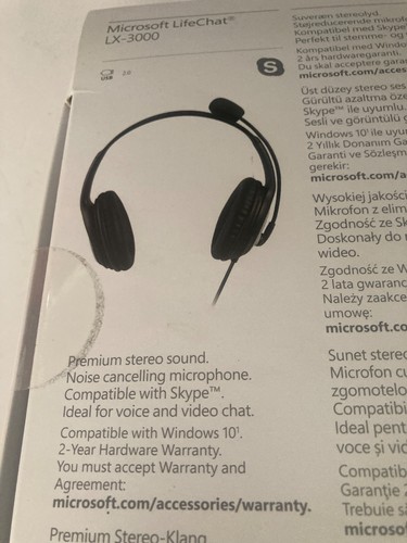 Microsoft LifeChat LX-3000 Headset Noise Cancelling Microphone Stere New Sealed - Picture 7 of 10