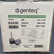 Genteq Evergreen 6303R OM Condenser Fan Motor 1/3-1/10 HP, 1PH, 208-230V (NEW)