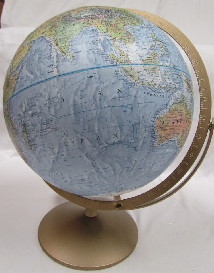 Vintage Replogle Land And Sea Globe 12" Double Axis Raised Texture USSR 1960-70s