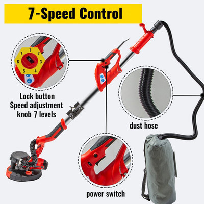 Drywall Sander 850W Electric Wall Sander Variable Speed w/ Vacuum Bag