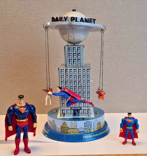 VINTAGE 2001 SCHYLLING Superman Classic Tin Carousel and figures lot