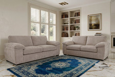 Jumbo Cord Fabric Sofa Set 3+2 Seater Luxury Deep Cushions Modern Living