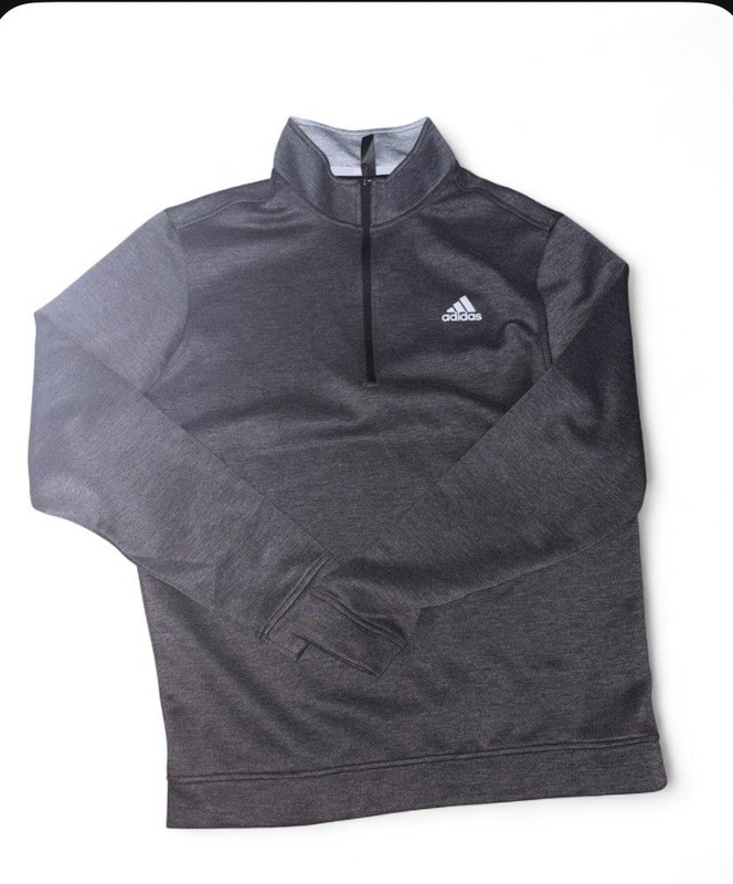 adidas Golf Men's Gray 1/4 Zip Mock Neck Long Sleeve Pullover, Size M