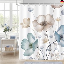 Dazzlewall Duschvorhang Bunt Blumen 180x180cm, Grün Blau Braun Aquarell Blumen 
