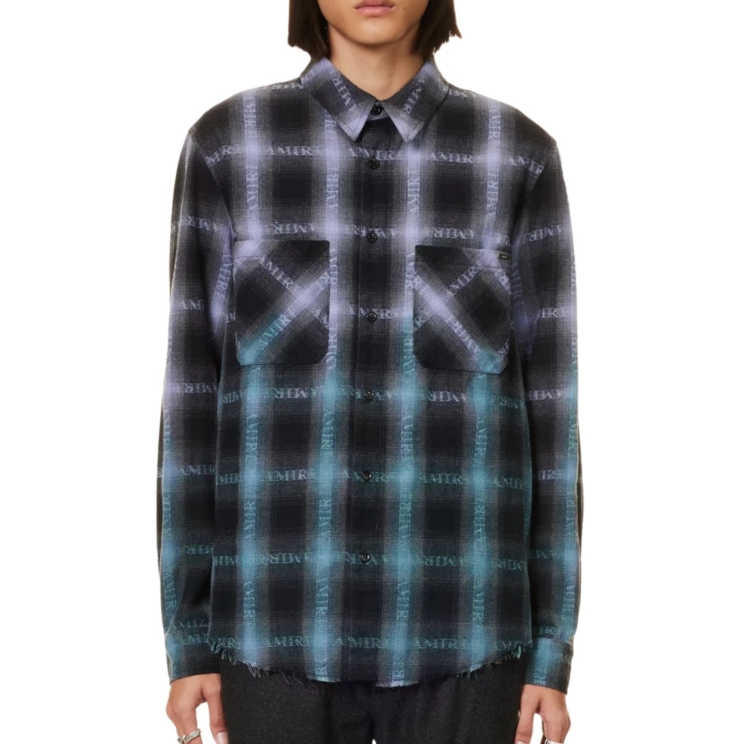 Amiri Long Sleeve Plaid Purple Shirt | eBay