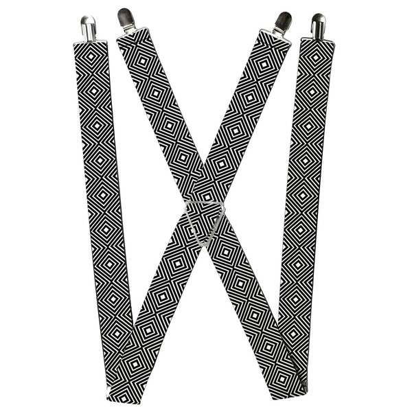 Buckle-Down Suspenders, Square Lines White Black 1.5-Inch Wide Regul (Us Import)-image