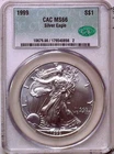 1999 American Silver Eagle MS66  CAC $1 CACg
