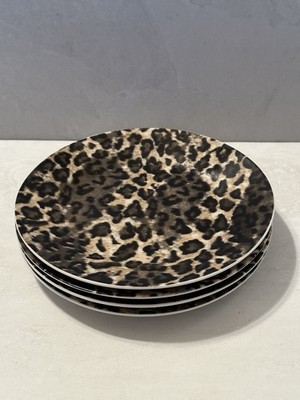 Set of 4 Tienshan Fine China Leopard Salad Plates 7.5  Animal Print