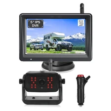 Wireless 5" Monitor  DVR  Trailer Trucks RVs  Solar Magnet 1080P Backup Camera